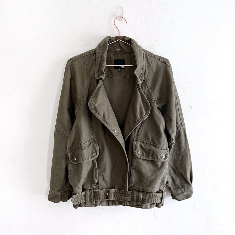 Aritzia Wilfred Free Rayder Moto Utility Linen Blend Jacket Olive Green Small
